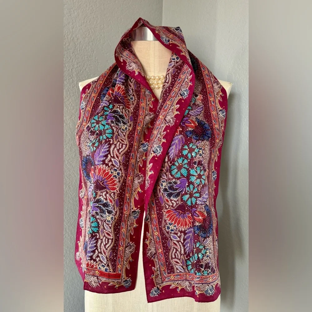 Liz Claiborne Scarf 7”x52” Likely Silk - Picture 6 of 6